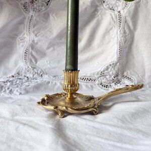 Vintage Solid Brass Candle Stick Holder with Elegant Ornate Details